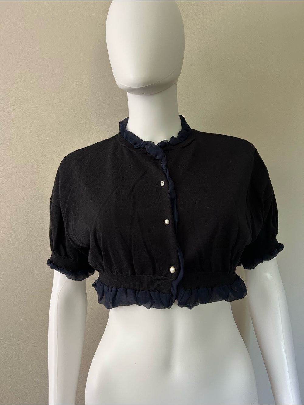 Lanvin Ete 2008 Alber Elbaz Archival Ruffle Cardigan Silk Cashmere XS